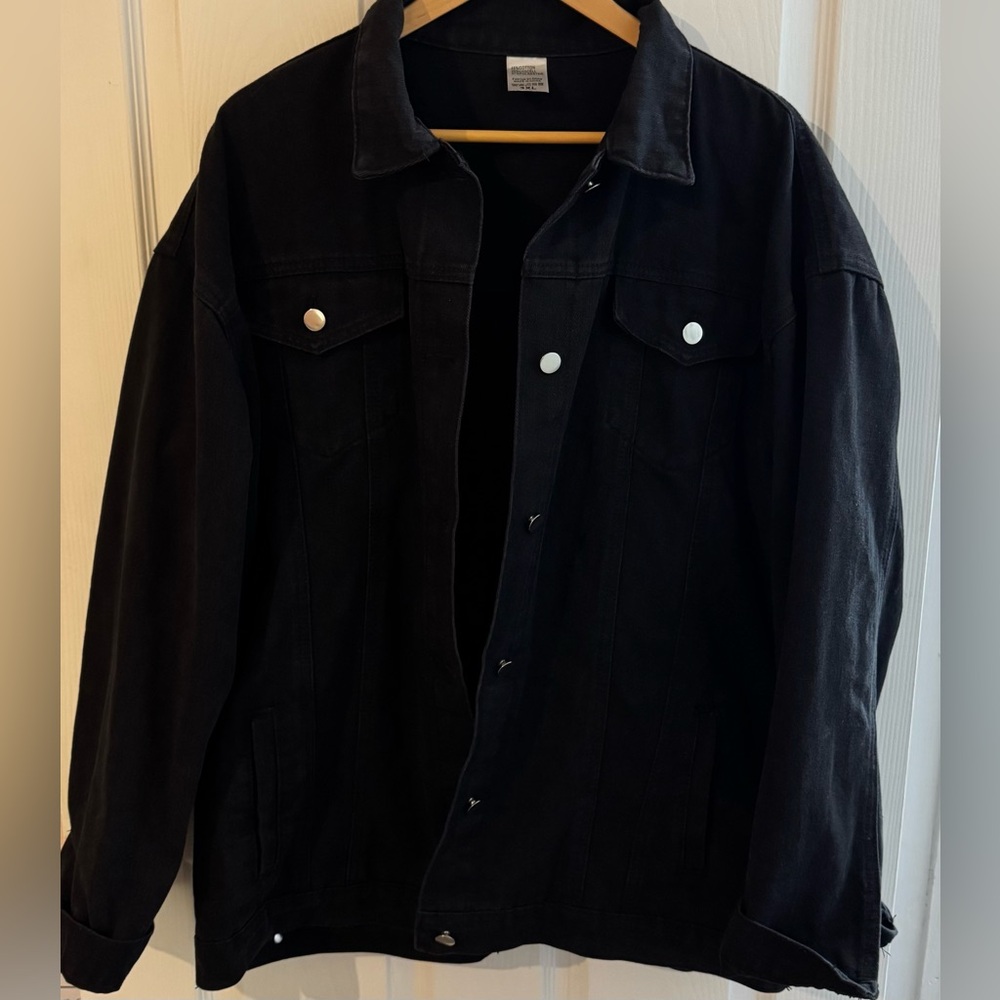 Black Denim Jacket 3X Silver Hardware Classic Jean Style